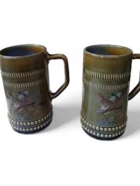 Carrigaline Ireland Mallard Duck Beer Steins | Set of 2 | Olive & Cobalt